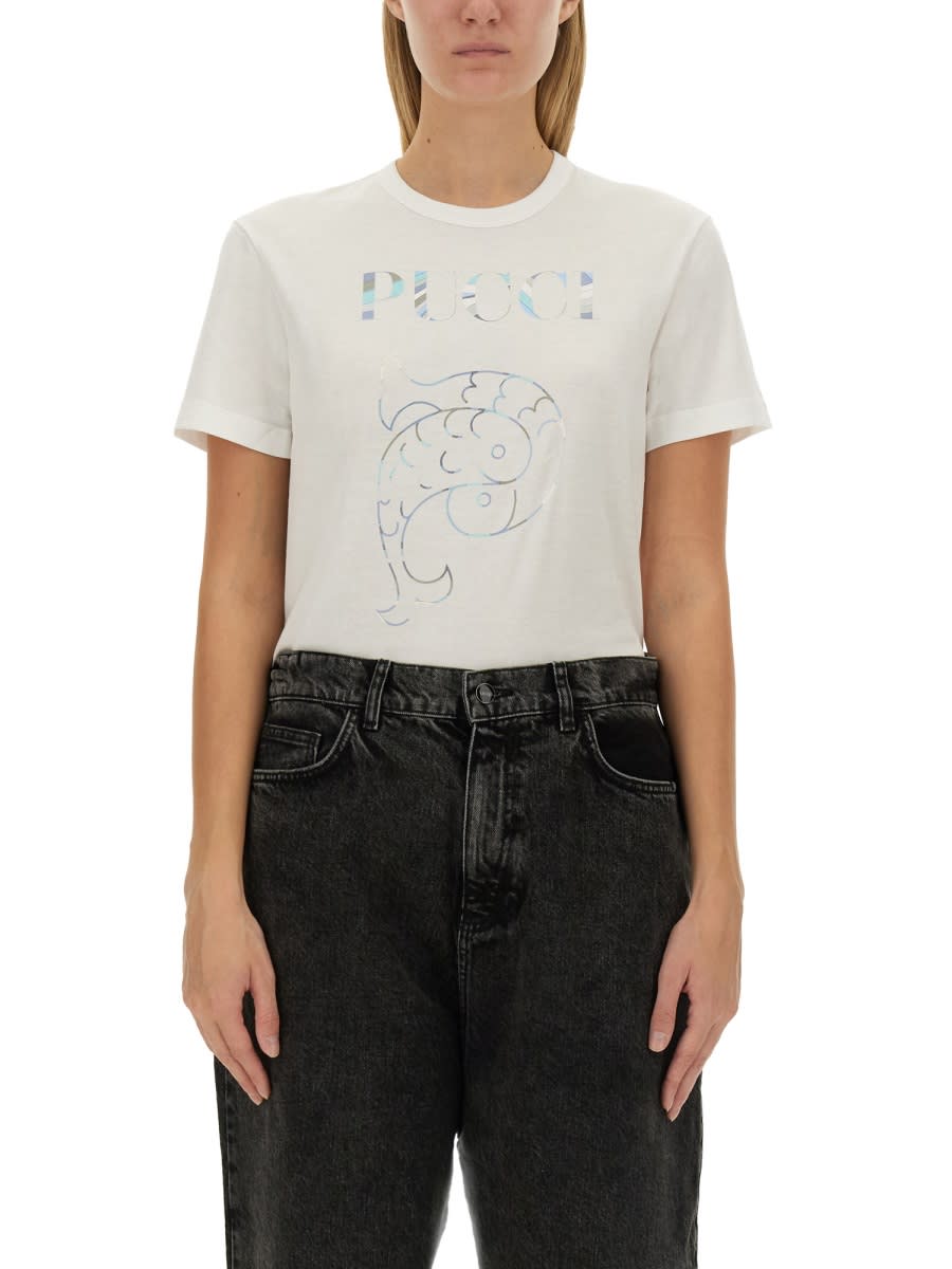 Shop Pucci T-shirt With Logo In White