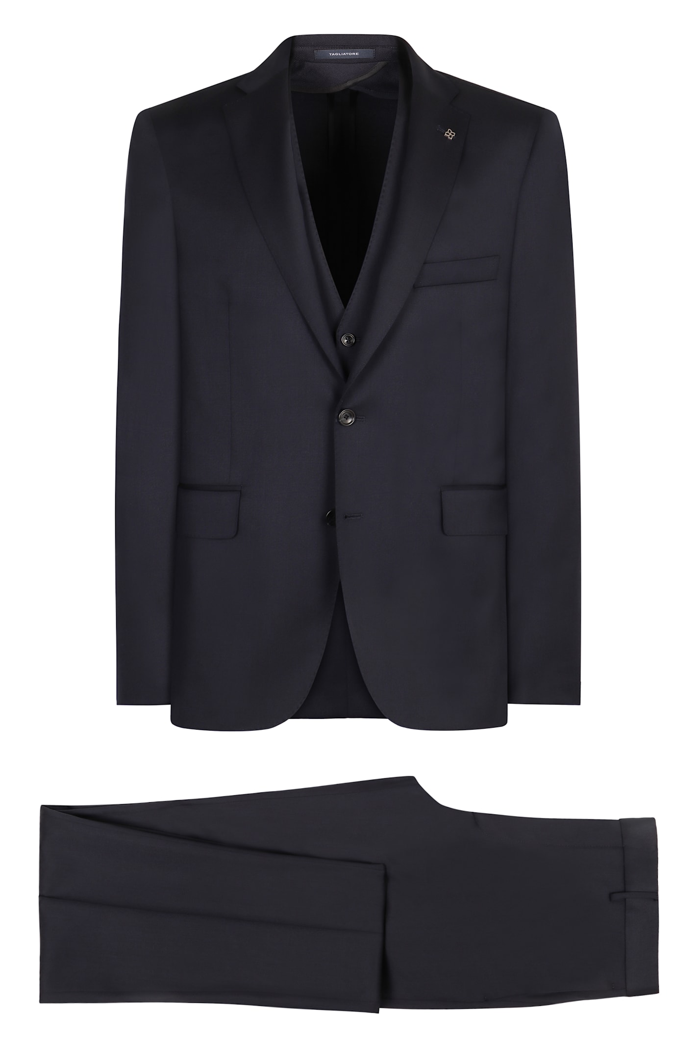 Tagliatore Three-piece Wool Suit In Black