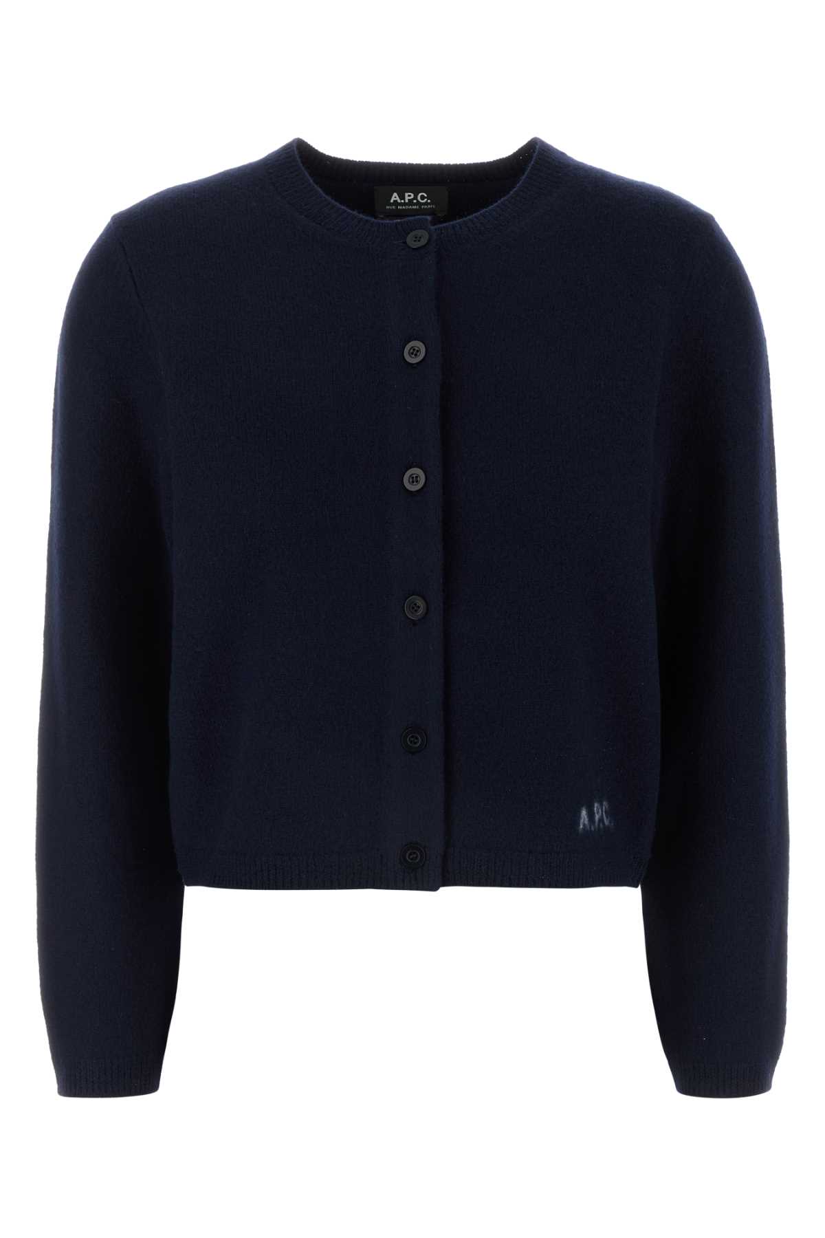 Apc Long-sleeved Knitted Cardigan In Blue