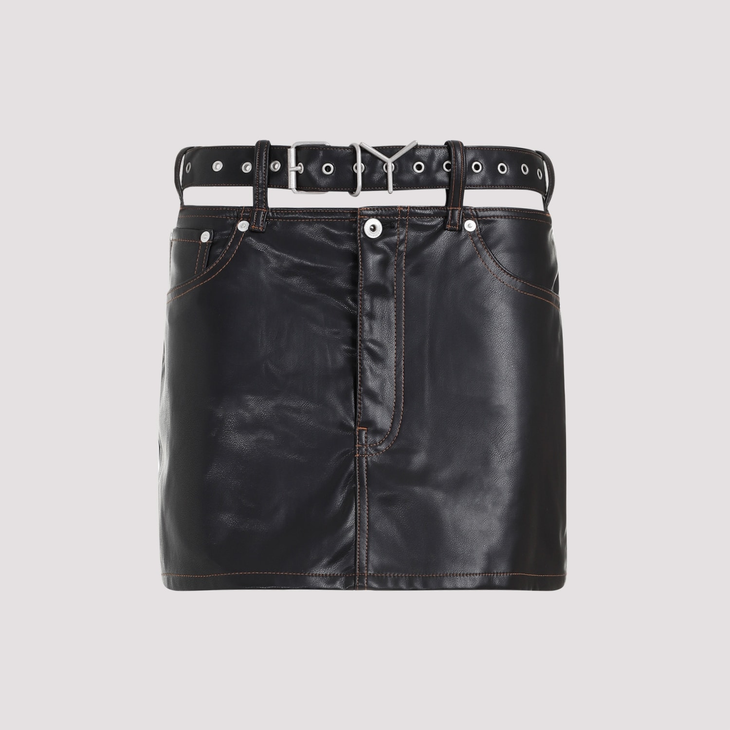 Belt Leather Mini Skirt