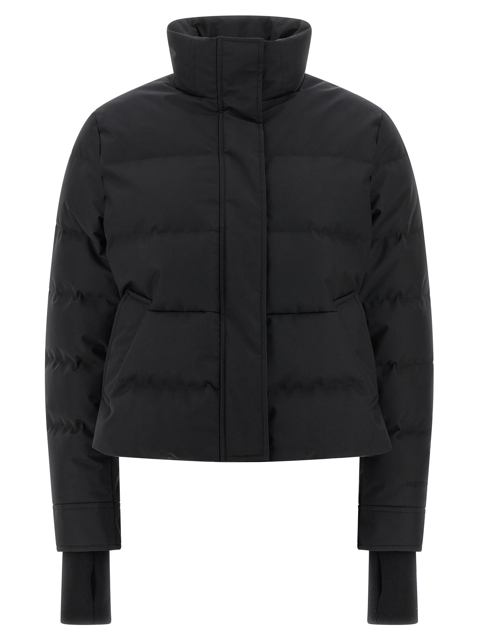 Alexander Mcqueen Cropped Down Jacket Puffer Jackets Black In Black