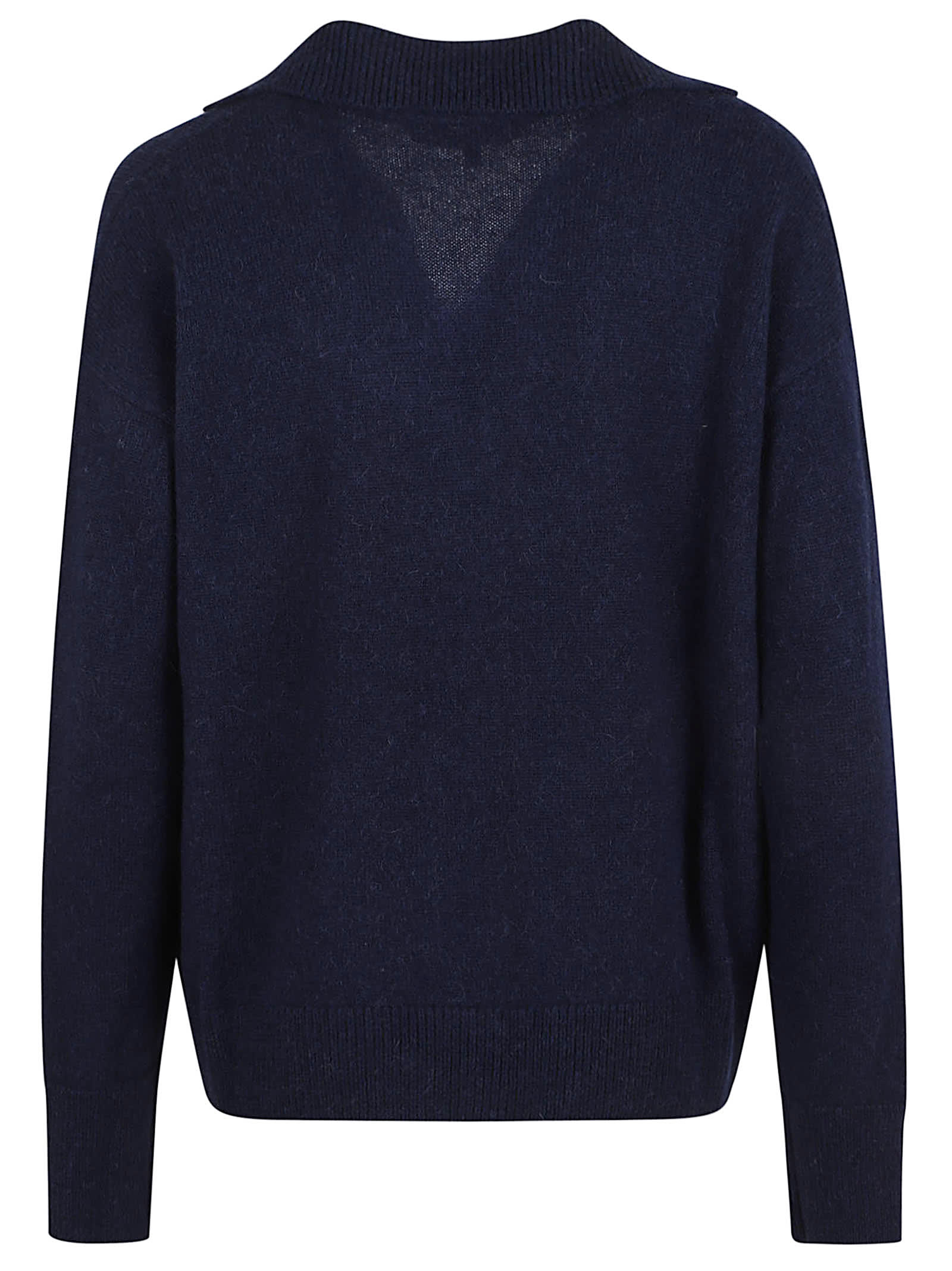 Antonelli Long-sleeved Ribbed Sweater In Blue
