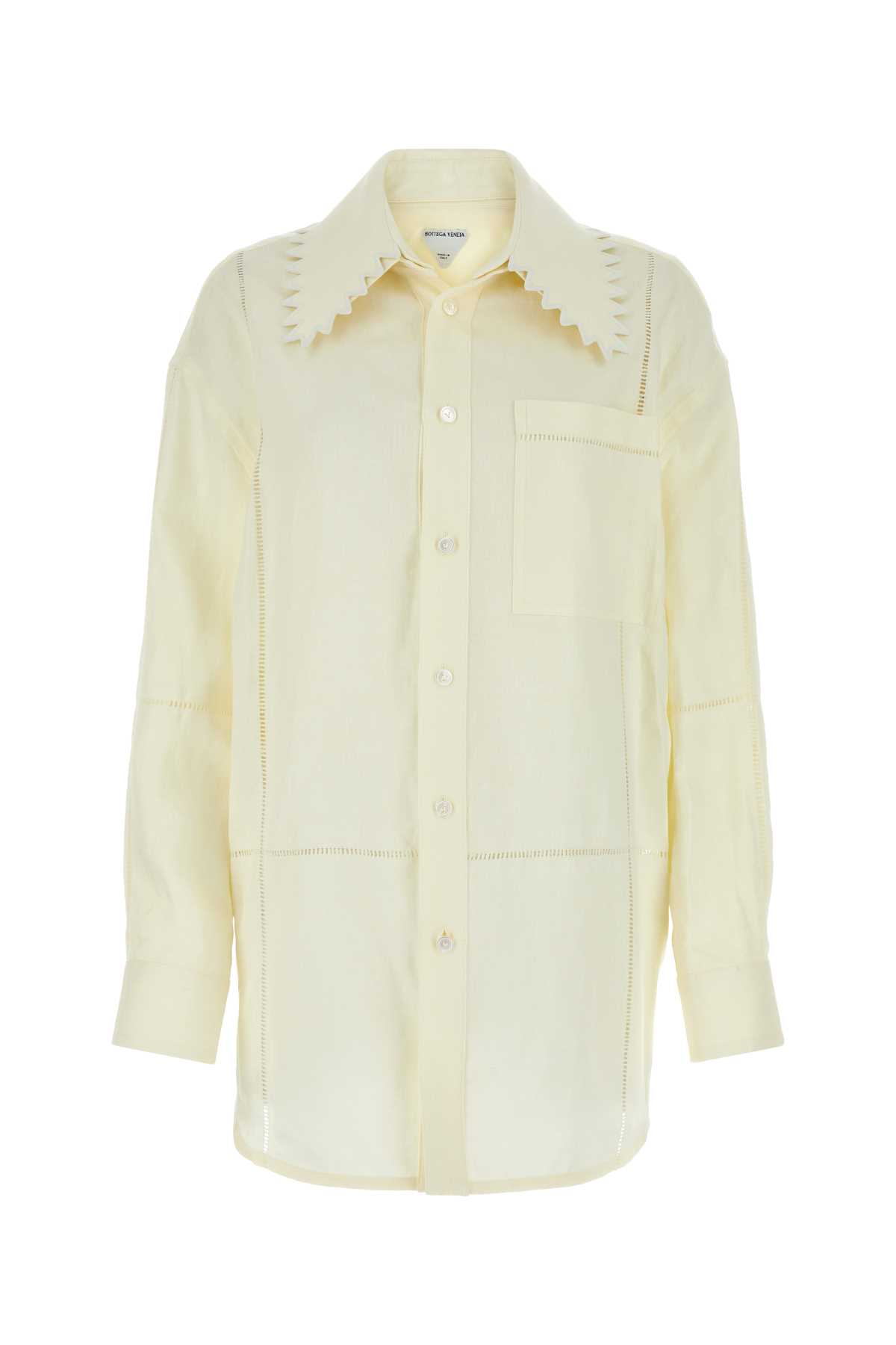 Shop Bottega Veneta Cream Linen Shirt In Gesso