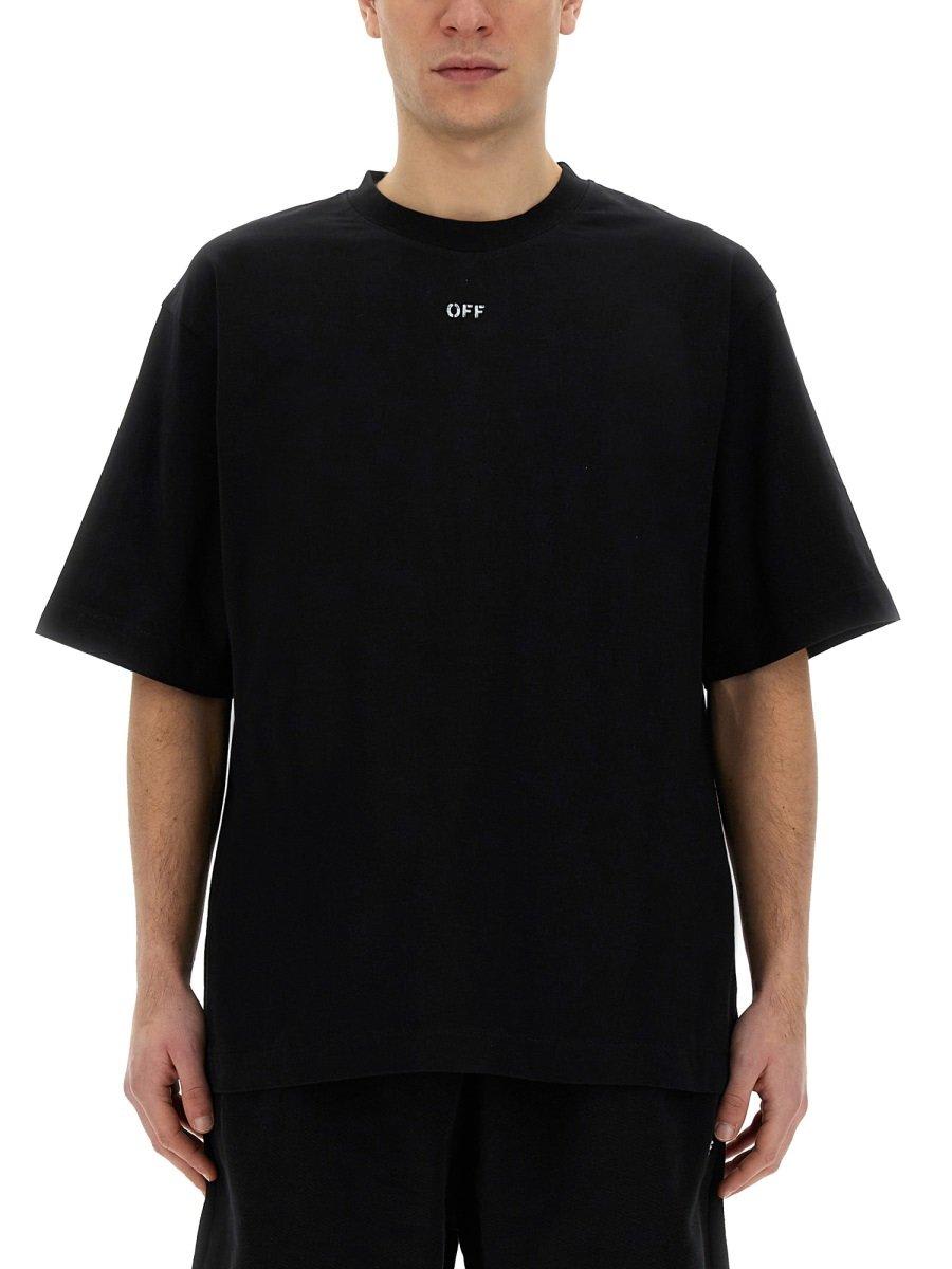 Shop Off-white Logo Printed Crewneck T-shirt In Black