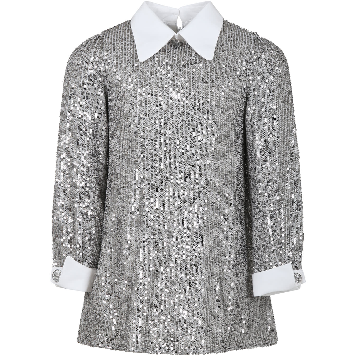 Genny Kids' Silver Dress For Girl With Sequins