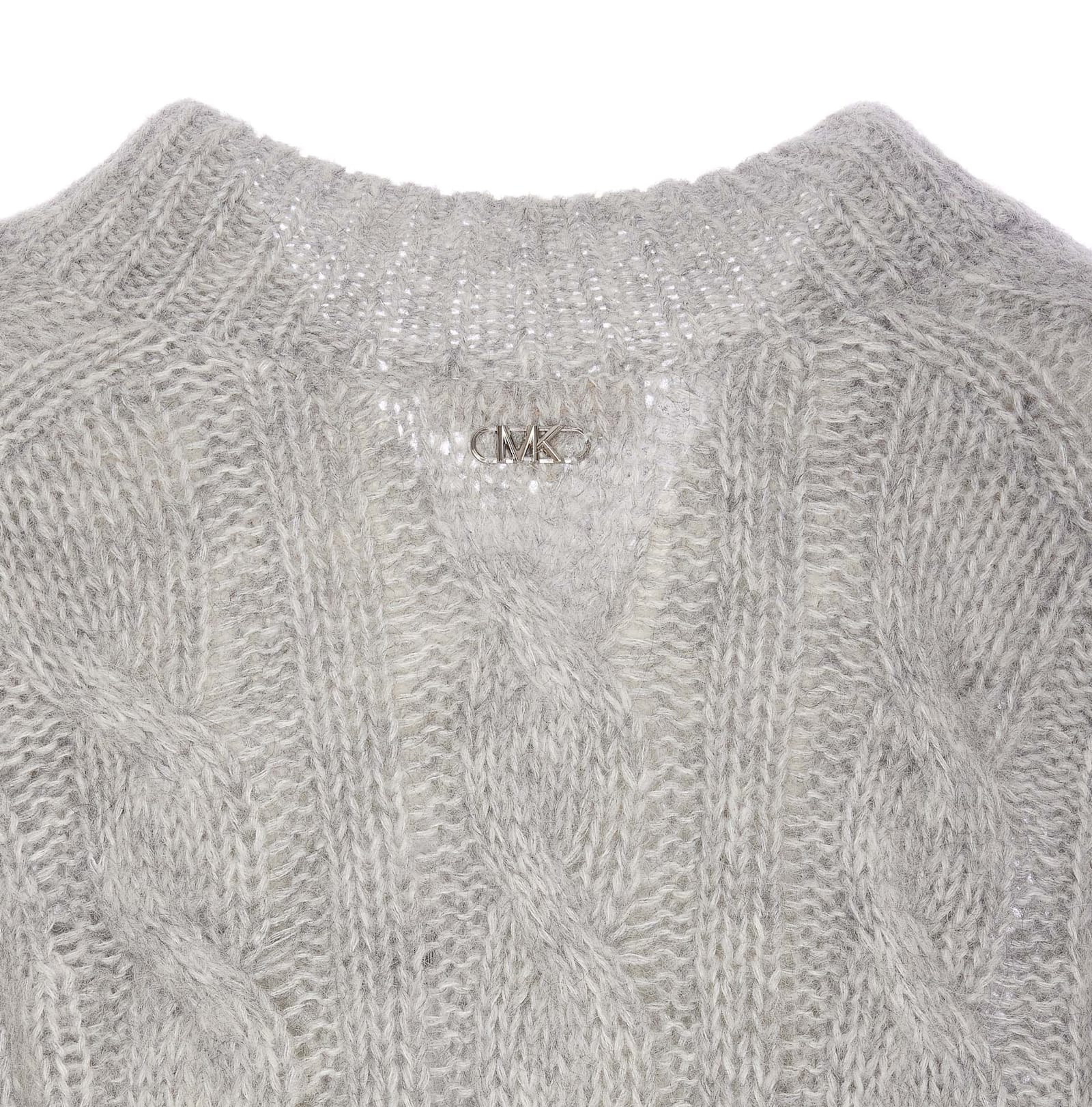 Shop Michael Michael Kors Mixed Alpaca Sweater With Braids In Grey