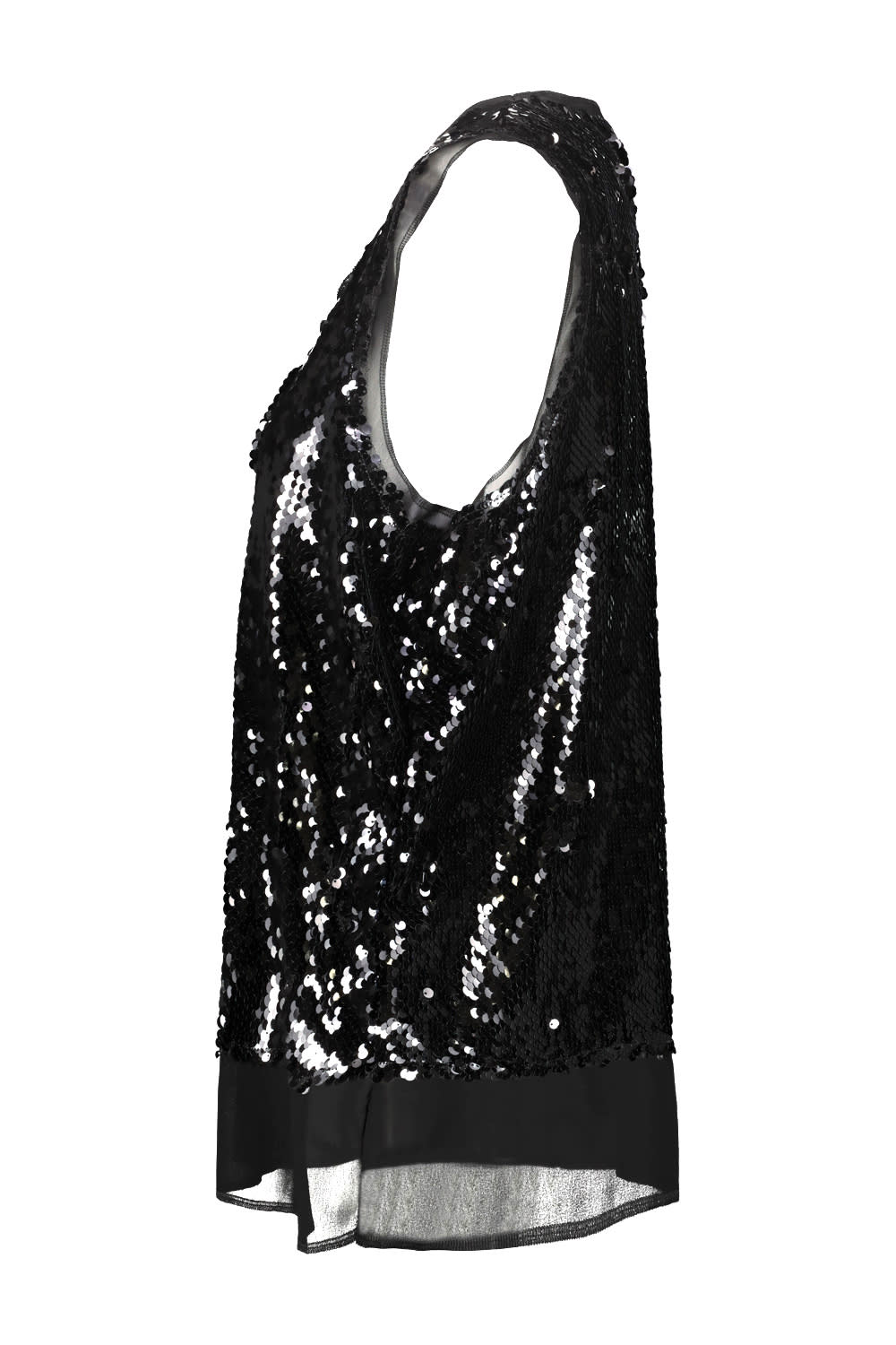 Shop Comme Des Garçons Sequin Embroidered Top In Black