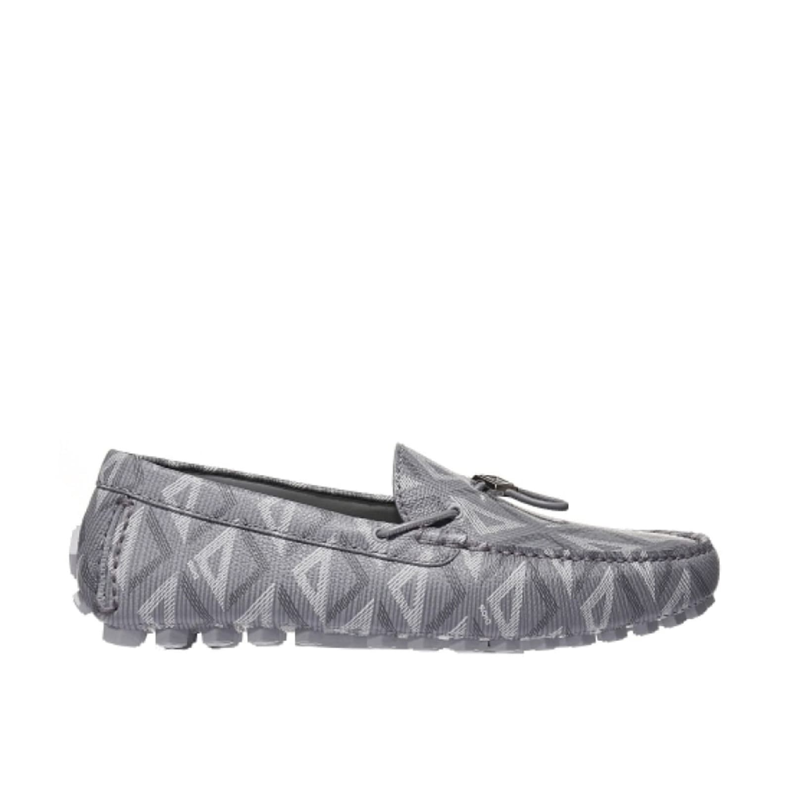 Shop Dior Diamond Mocassins In Gray