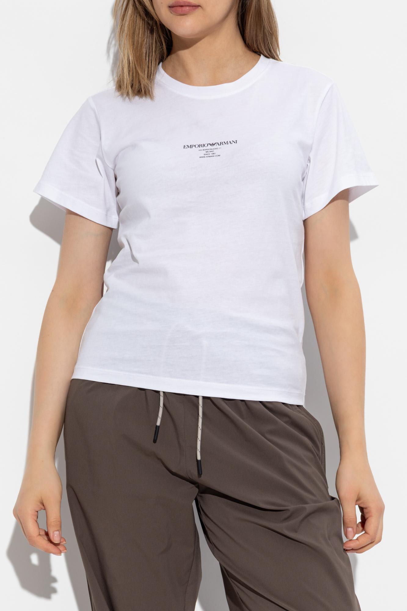 Emporio Armani Logo Printed Crewneck T-shirt In White