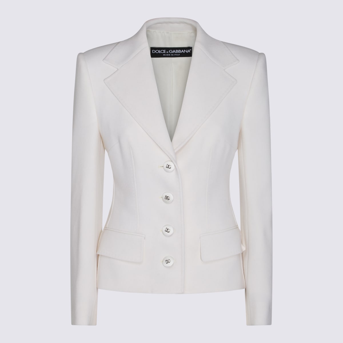 Dolce & Gabbana White Wool Blazer In Bianco Naturale