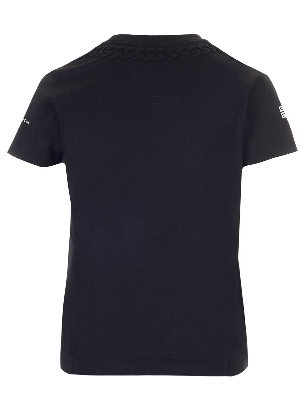 Shop Givenchy Embossed Chain Collar Slimfit Tshirt In Black