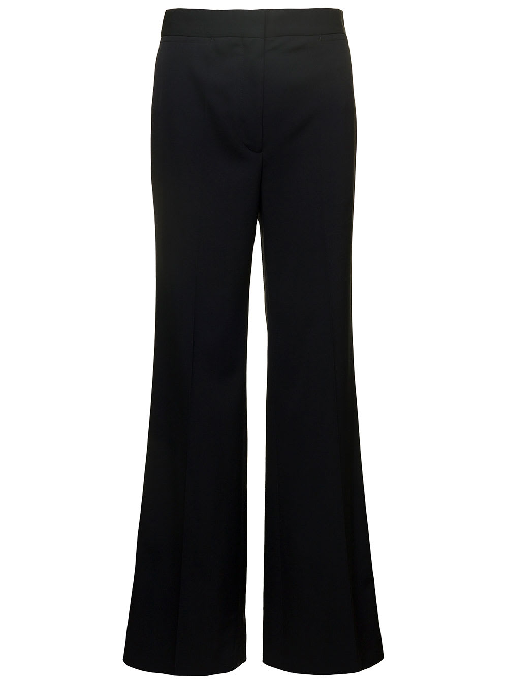 Stella Mccartney Black Flare Pants With Concealed Closure In Stretch Wool Woman In Black