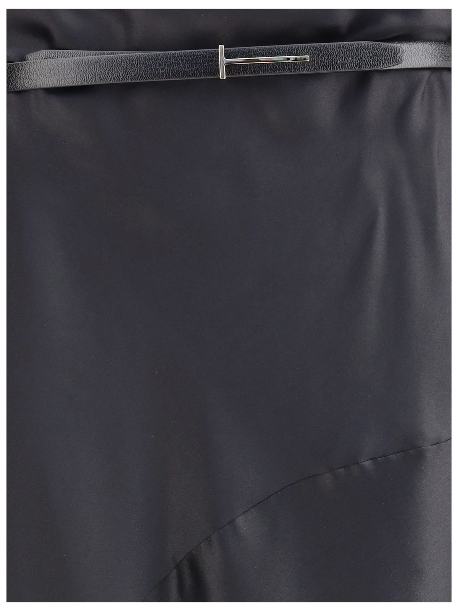 Tom Ford Silk Satin Long Skirt In Black