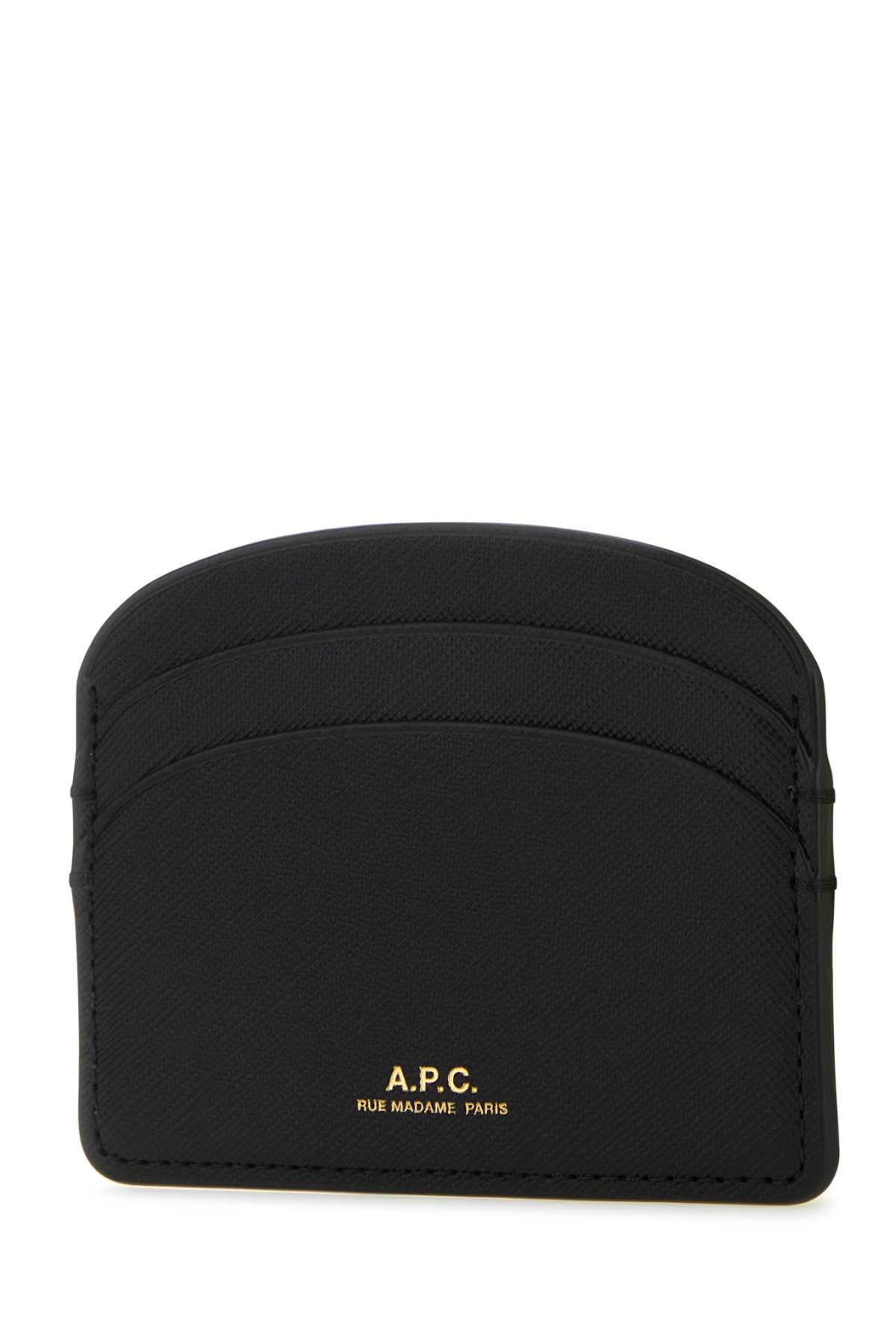 Shop Apc Black Leather Demi-lune Card Holder In Lzz