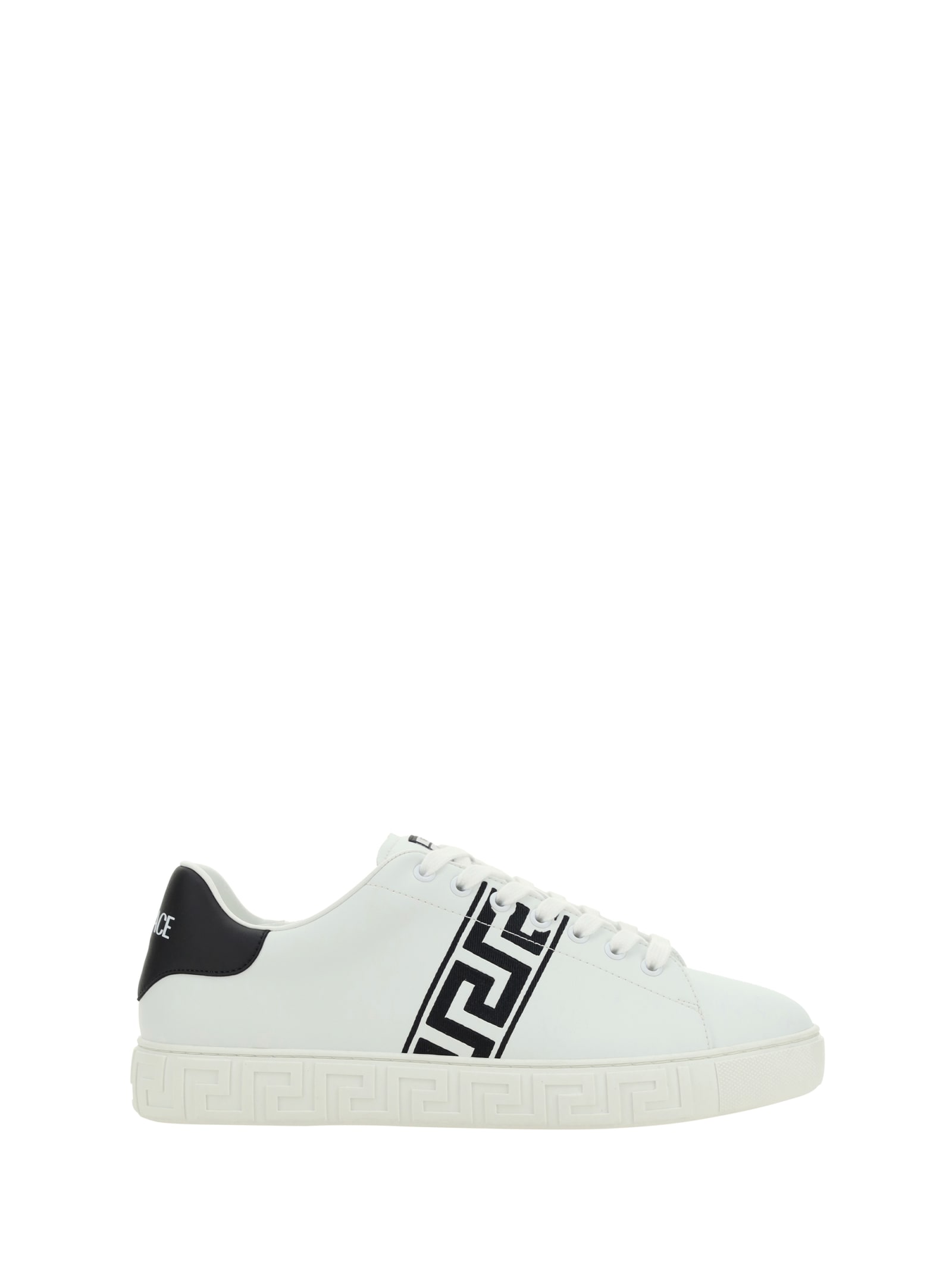 Shop Versace Low Top Sneakers In White/black