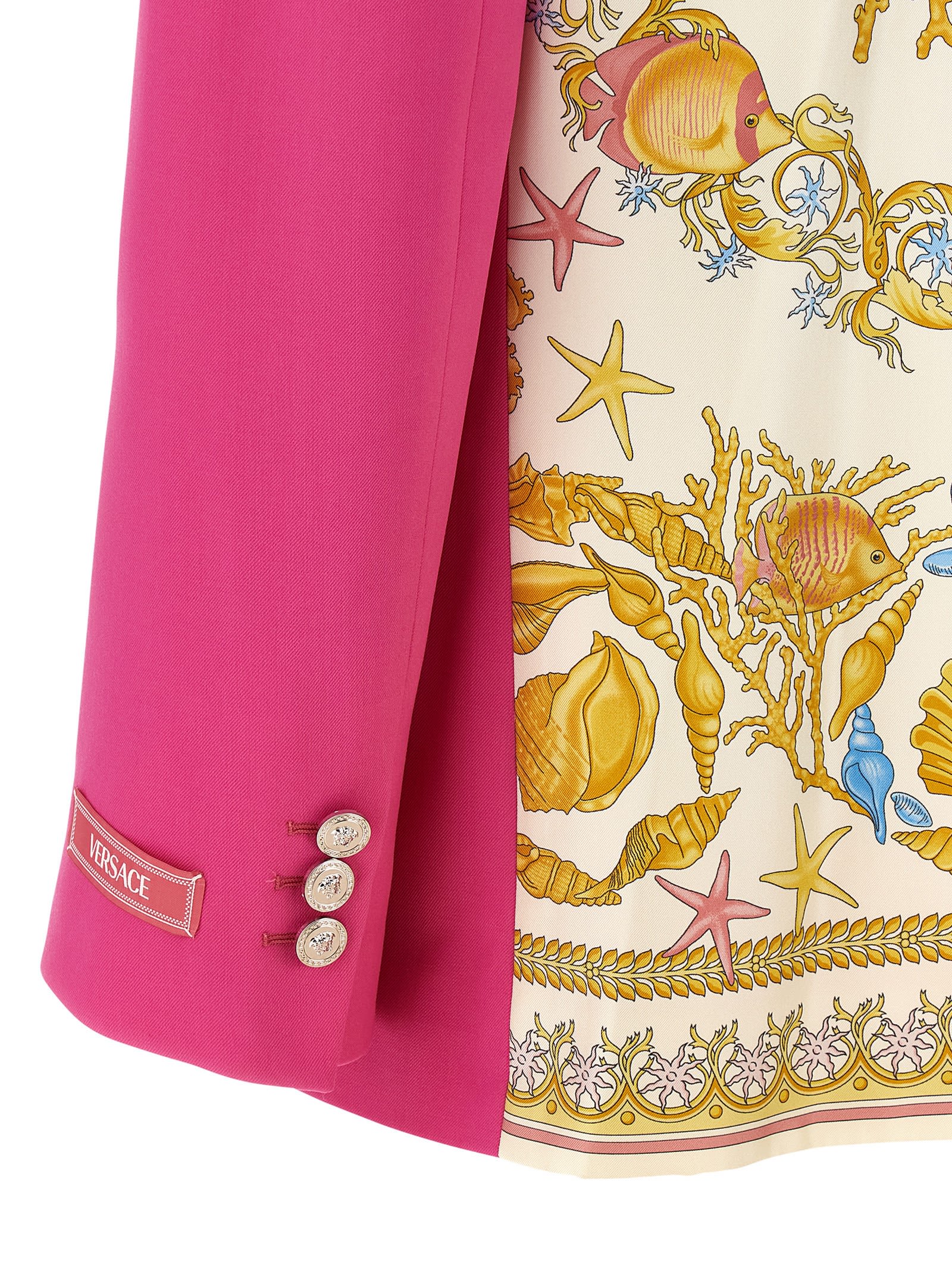 Versace Underwater Barocco Wool Boxy Blazer In Pink