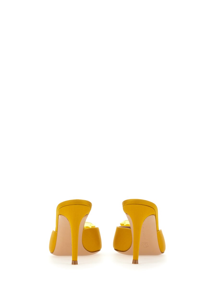 Gianvito Rossi Jaipur 85 Embellished Satin Mules In Yellow