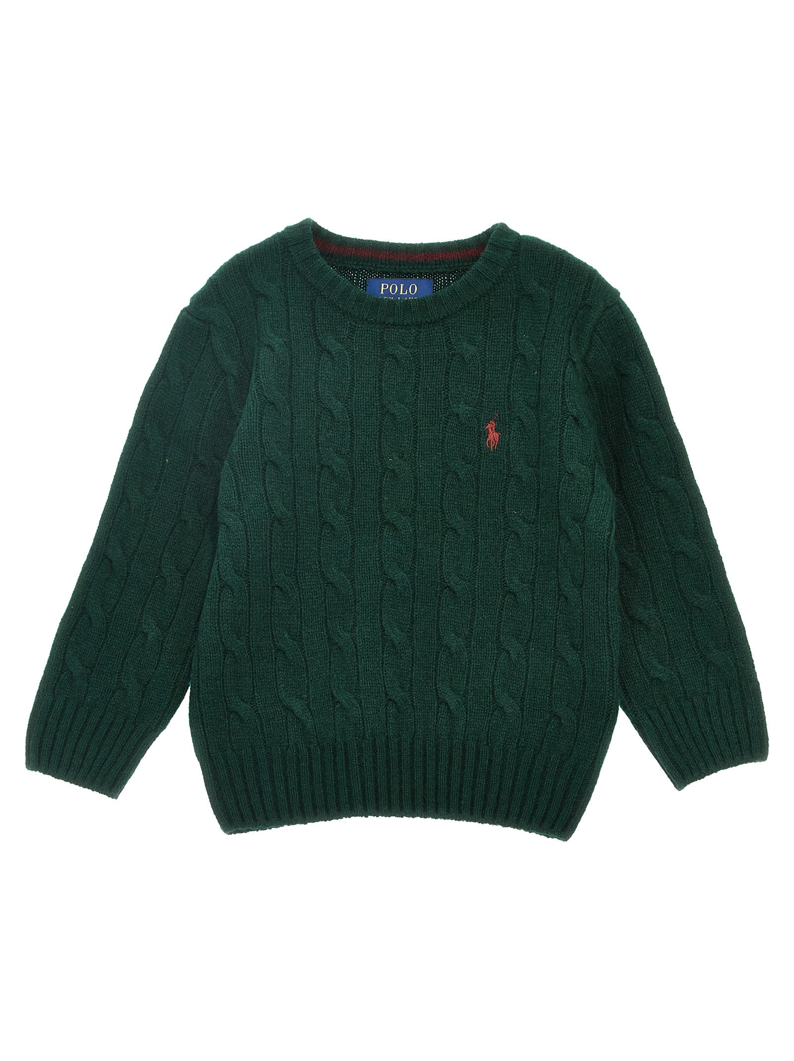 Polo Ralph Lauren Kids' Logo Embroidery Sweater In Green