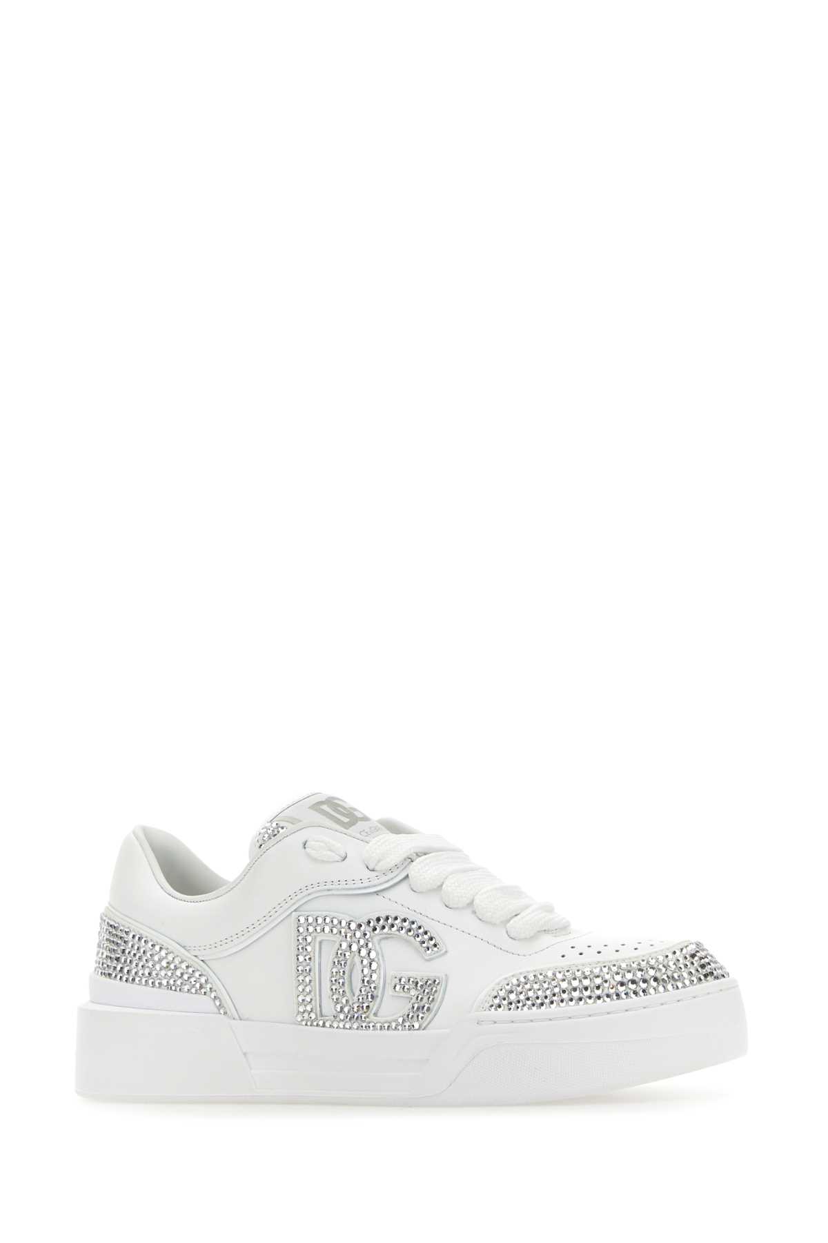 Shop Dolce & Gabbana White Leather New Roma Sneakers In Bianco