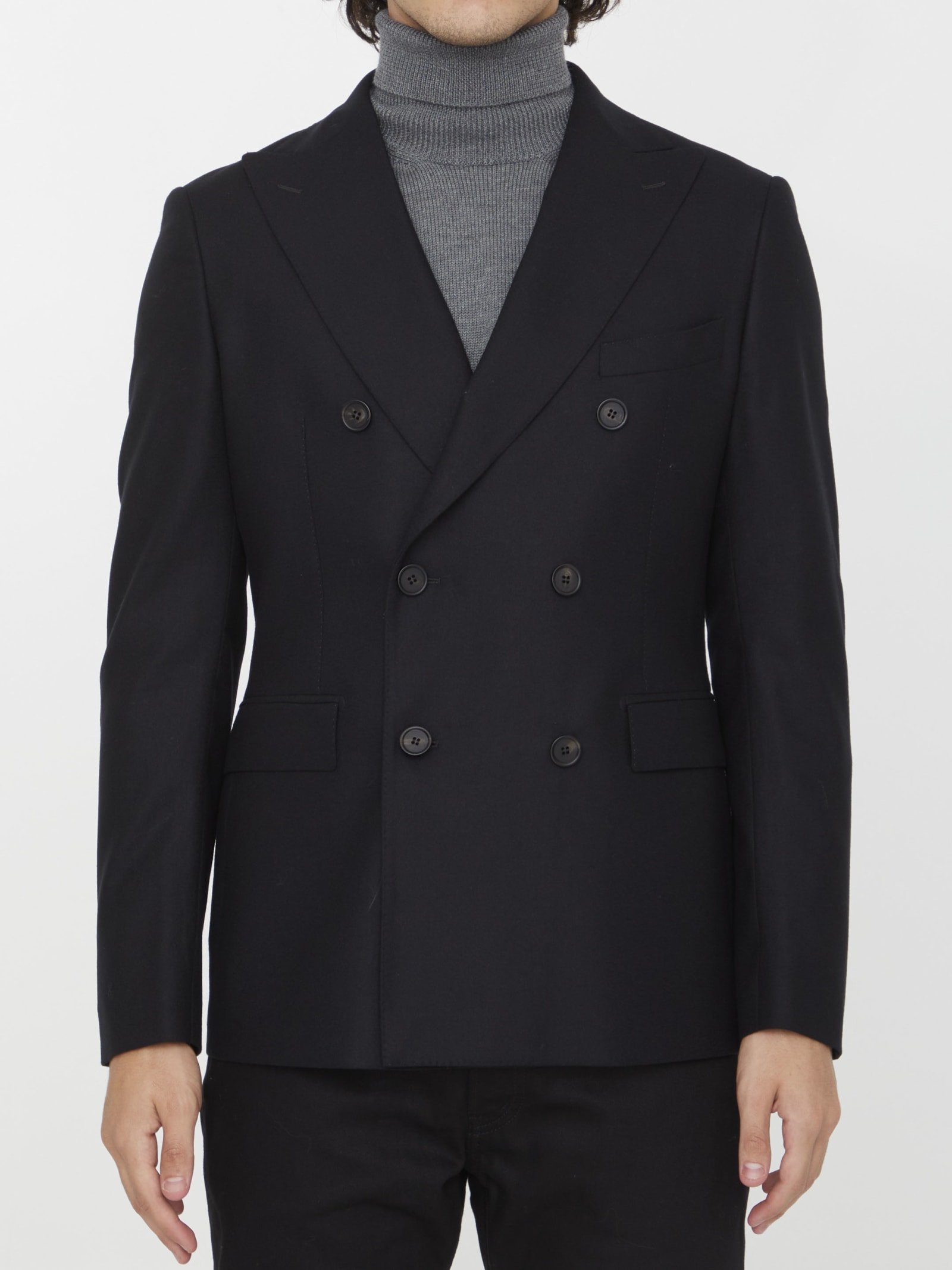 Double-breasted Jacket In Wool