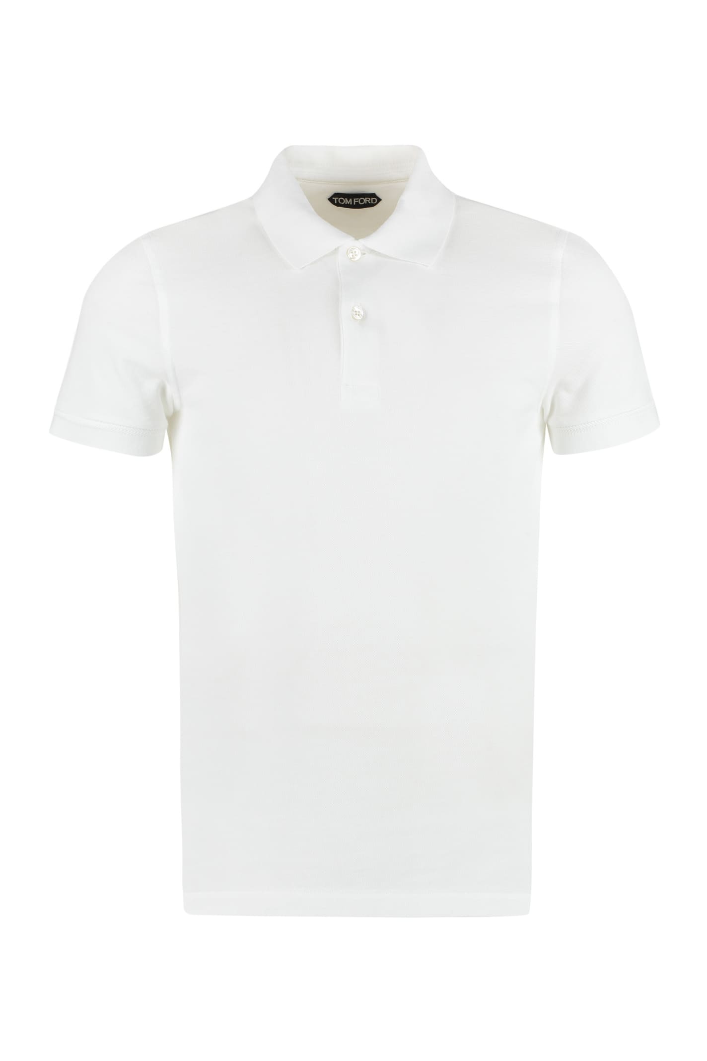 Shop Tom Ford Short Sleeve Cotton Polo Shirt In White