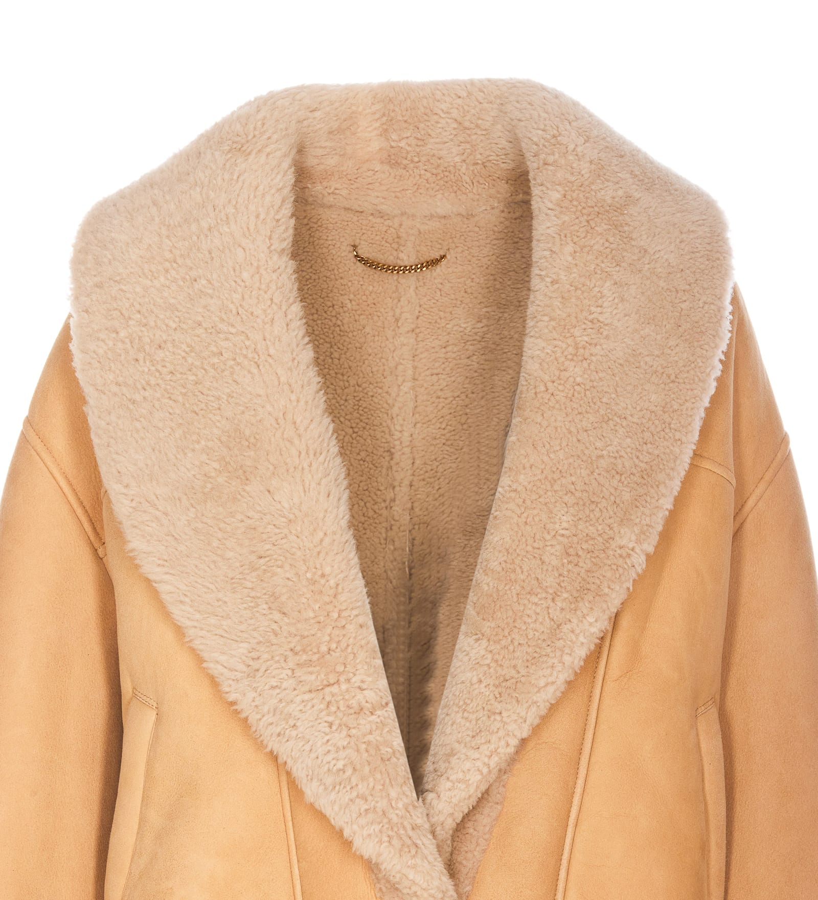 Shop Golden Goose Padded Jacket In Eco-foam With Zip And Hood In Beige