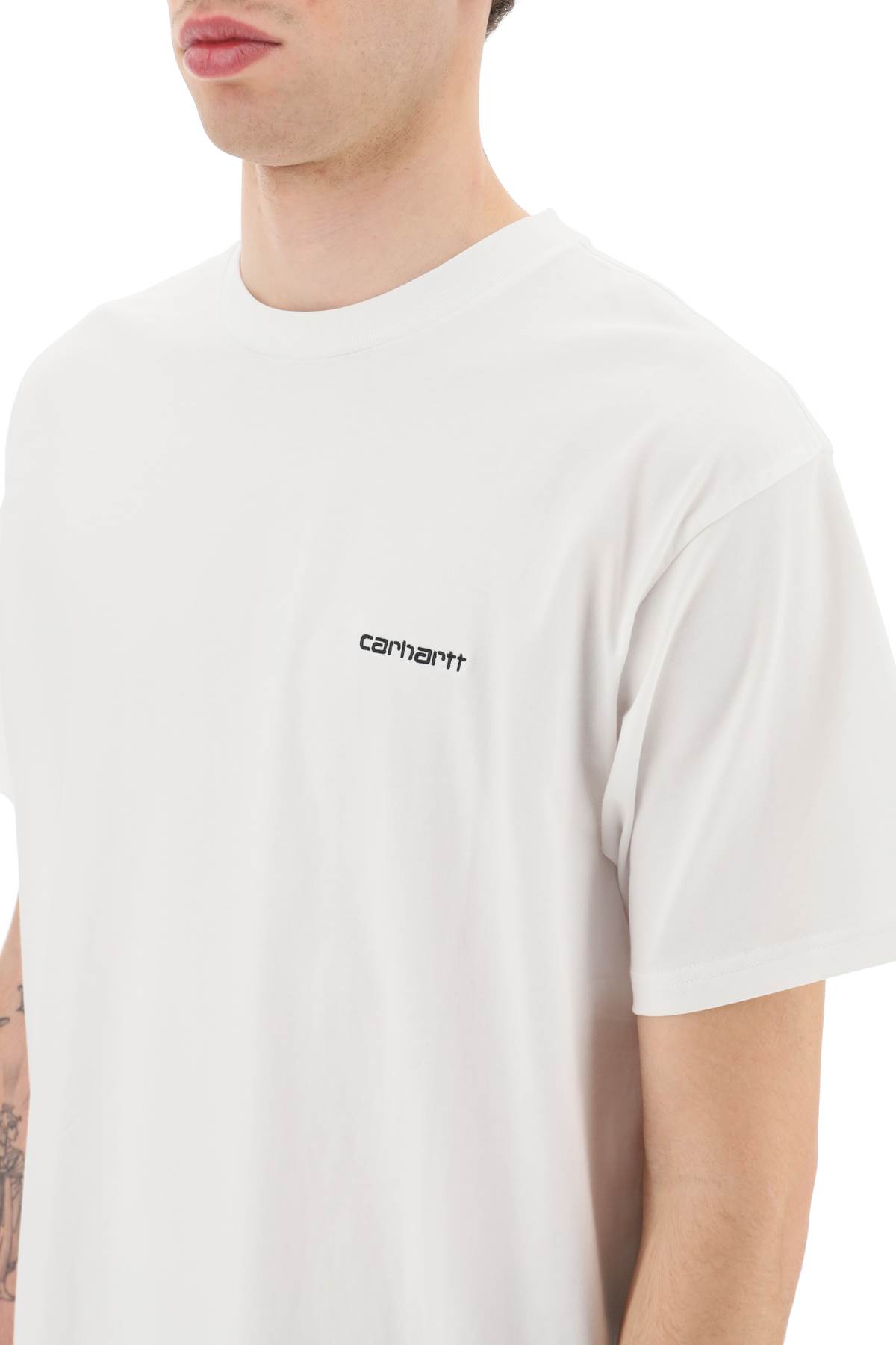 Carhartt Wip Logo Embroidery T Shirt In White