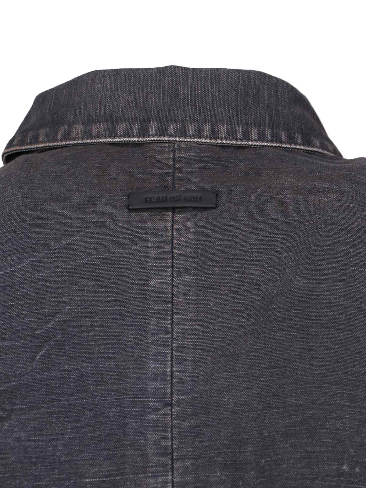 Fear Of God Mens Washed Black Utility Cropped Denim Jacket In Black