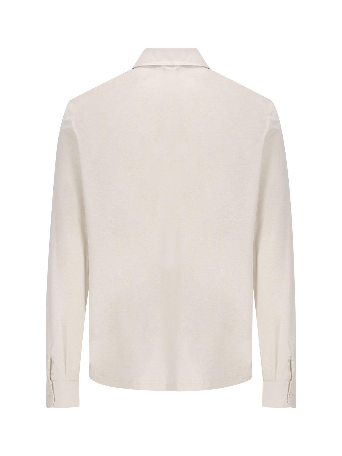 Shop Herno Buttoned Long Sleeved Shirt  In Ice