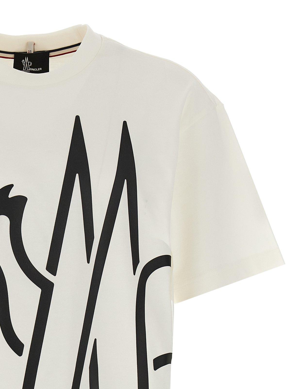 Shop Moncler Logo Printed Crewneck T-shirt In White