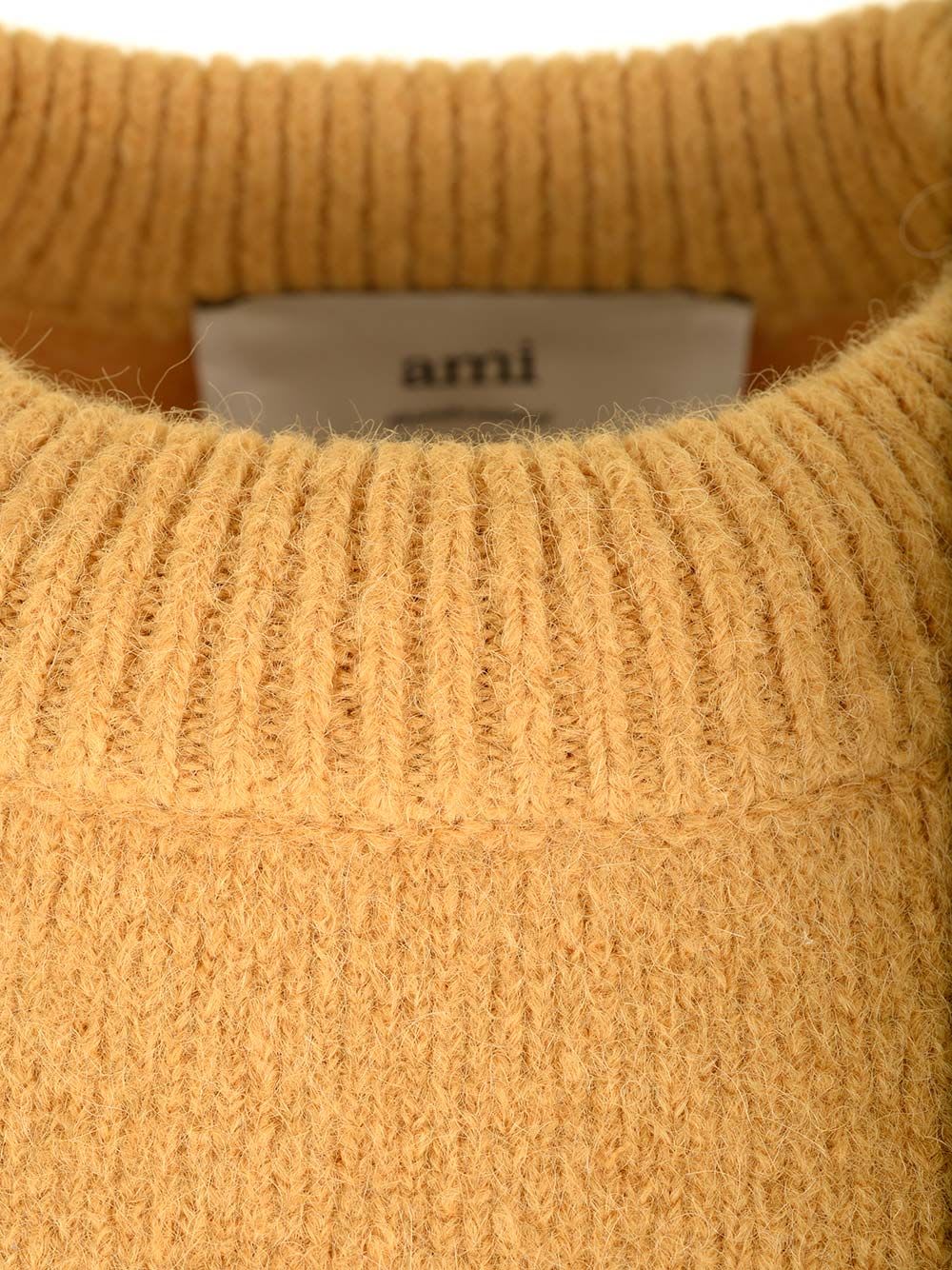 Shop Ami Alexandre Mattiussi Ami De Coeur Crew Neck Sweater In Yellow