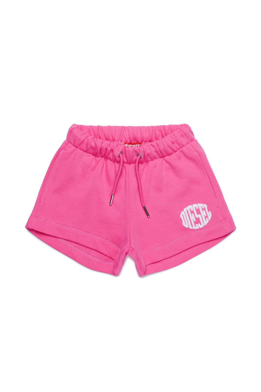 Diesel Kids' Paglife Logo Printed Drawstring Shorts In Pink