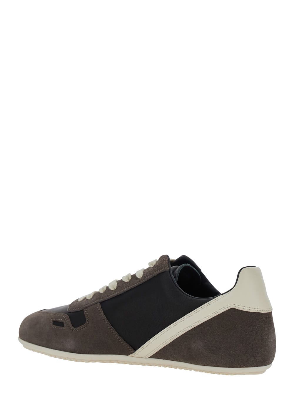 Rick Owens Black Low-top Sneakers With Suede Inserts In Leather Woman In Black
