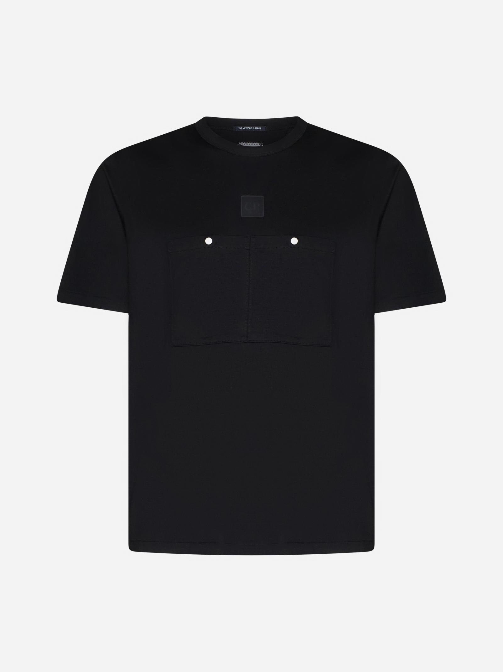 Shop C.p. Company Logo And Pockets Cotton T-shirt In Nero