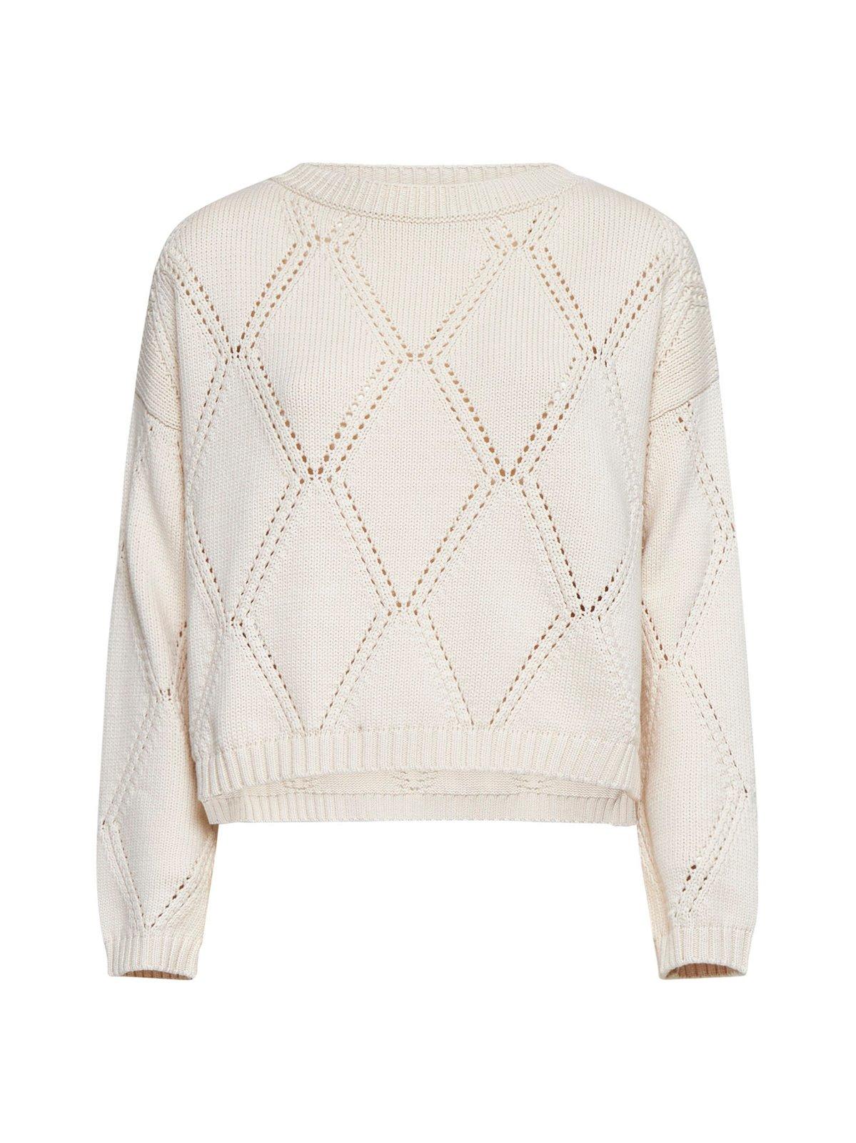 Shop Weekend Max Mara Cerwneck Asymmetric Oversized Jumper In Ecru