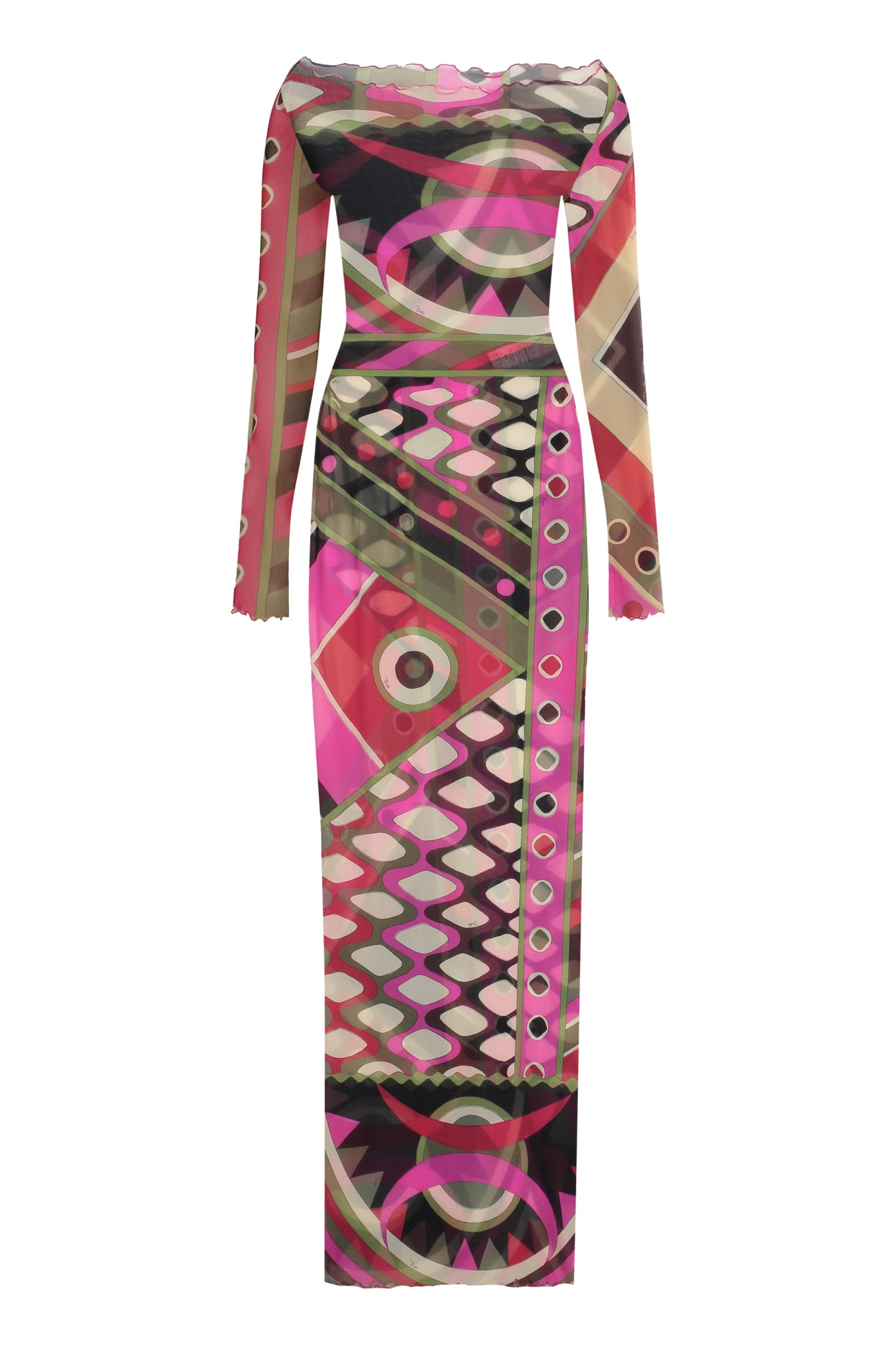 Shop Pucci Printed Mesh Dress In Multicolor