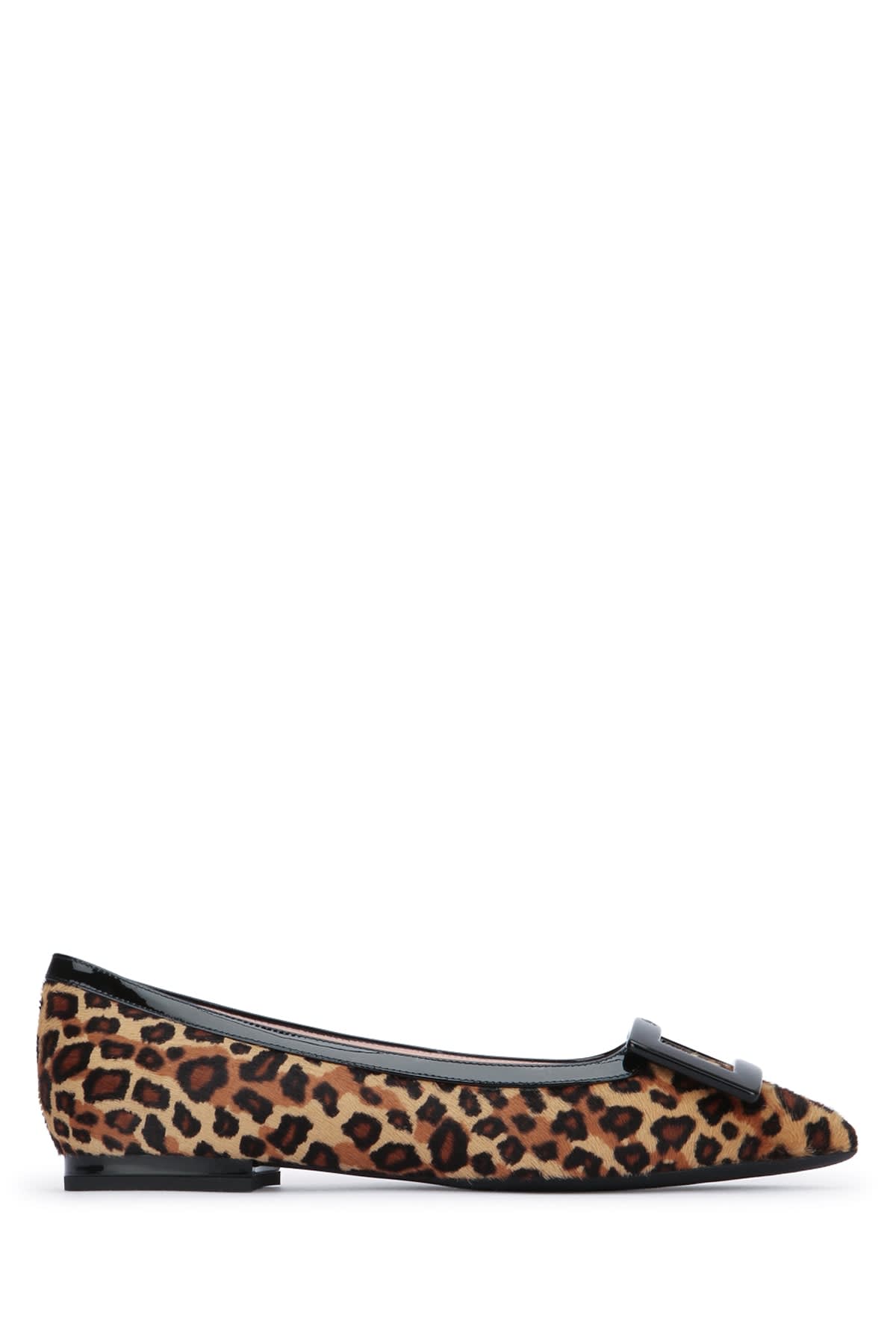 Roger Vivier Gommettine Ballerina Leopard Print Pony Skin In Black