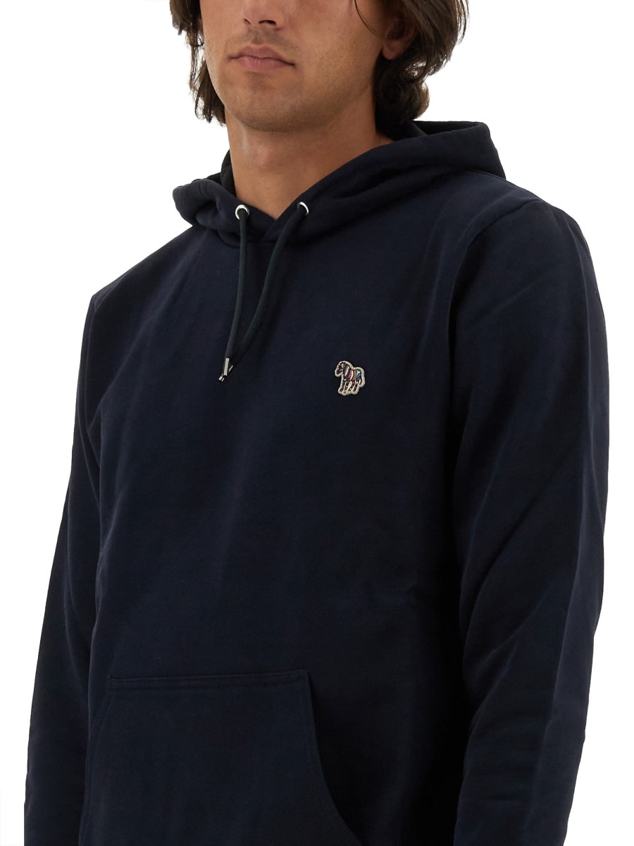 Paul Smith Classic Black Hoodie With Kangaroo Pocket In Blue