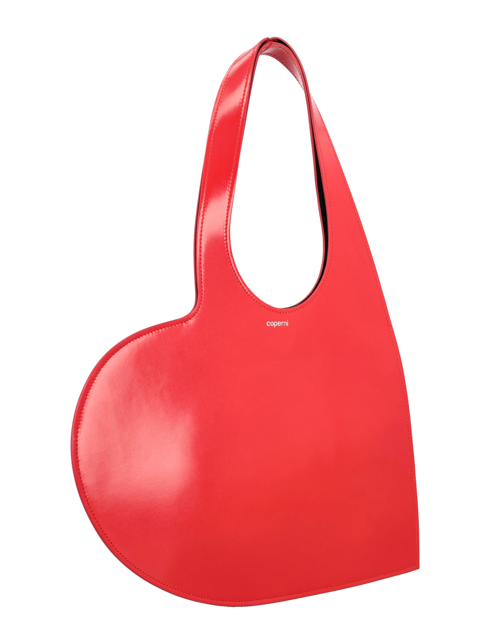 Shop Coperni Mini Heart Tote Gloss Leather In Red