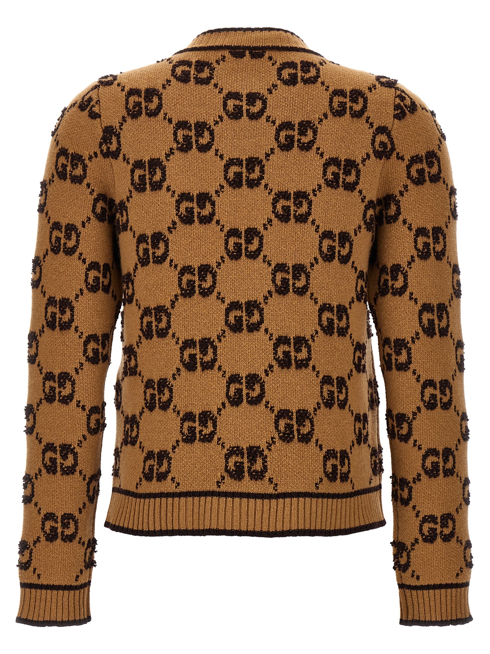 Shop Gucci Gg Tweed Bouclè Cardigan In Beige