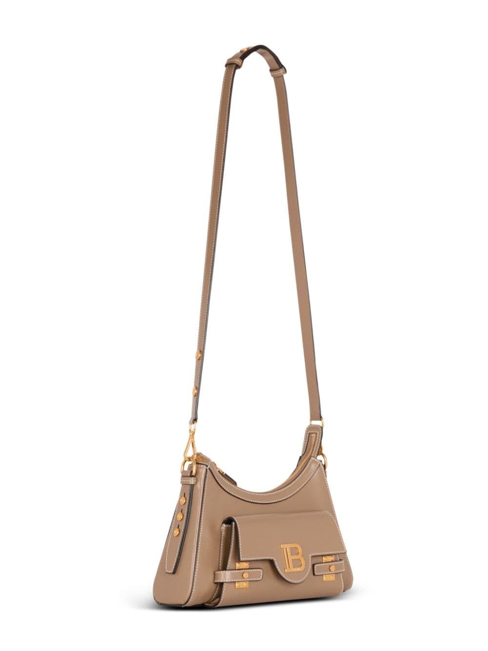 Shop Balmain B-buzz Hobo Bag In Ag Taupe