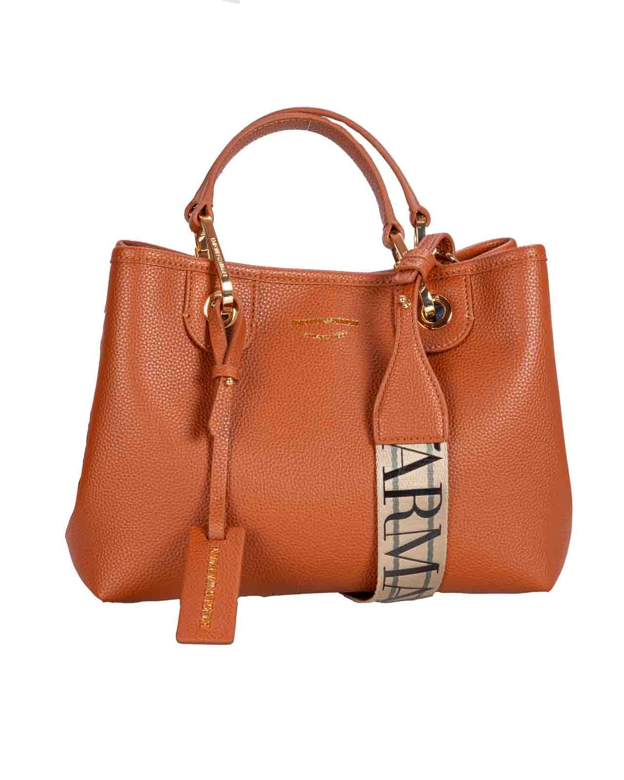 Emporio Armani Small Myea Bag Shopper In Leather Brown