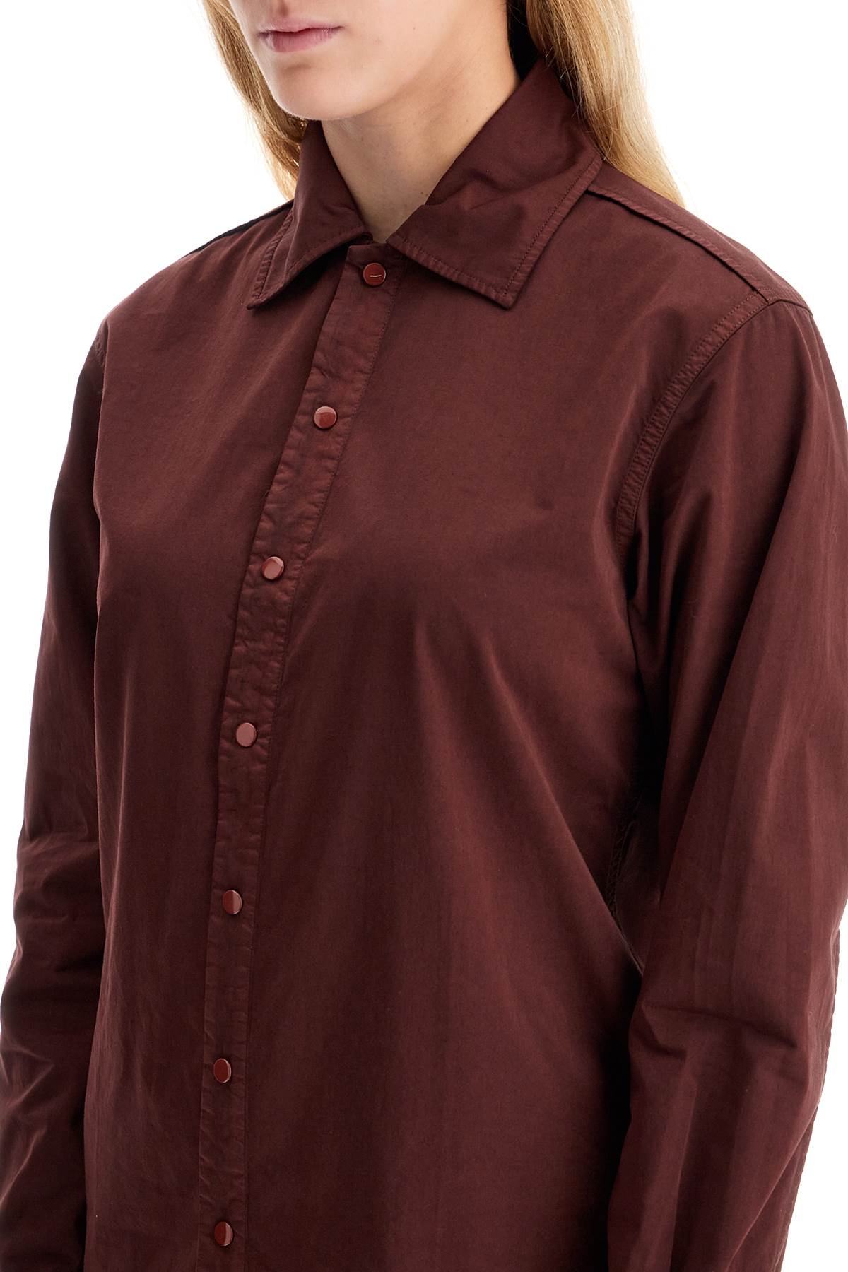 Shop Lemaire Cotton Dyed In The Garment Shirt In Cocoa Bean (red)