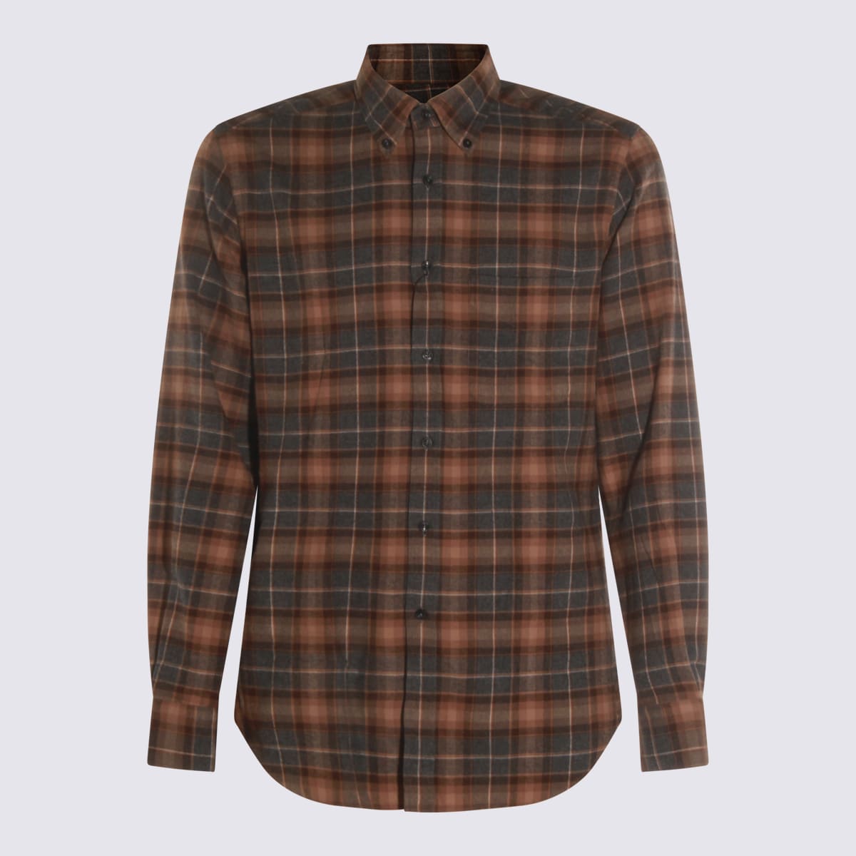 Glanshirt Checked Cotton Shirt In Brown