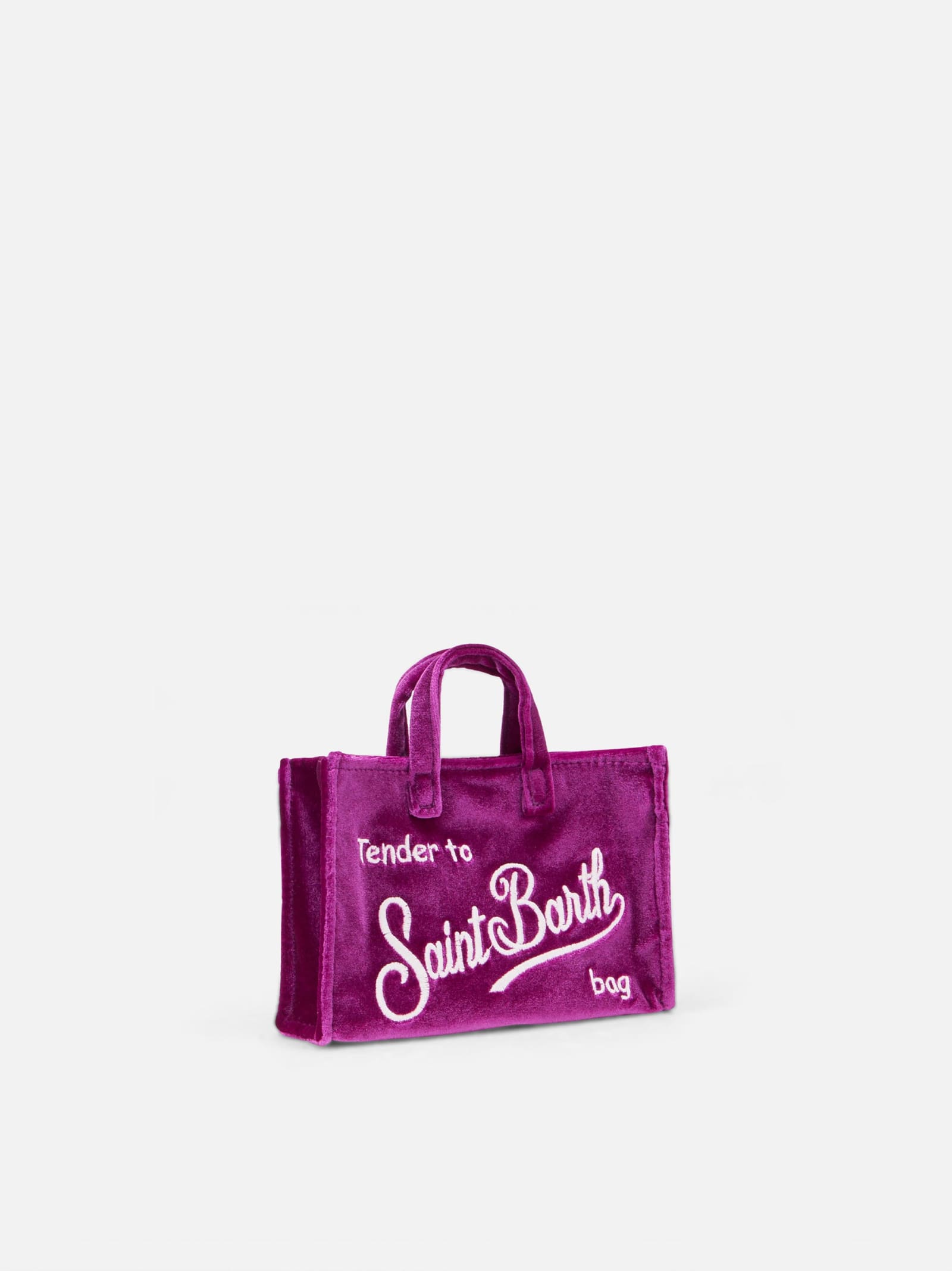 Mc2 Saint Barth Fuchsia Velvet Phone Holder Micro Bag In Black