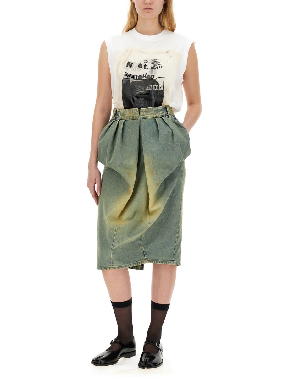 Shop Maison Margiela Denim Ruffled Skirt