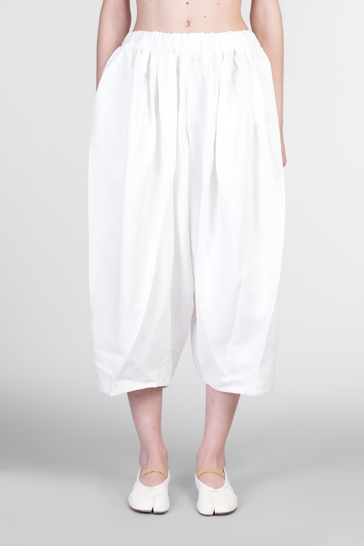 COMME DES GARÇONS PANTS IN WHITE POLYESTER 