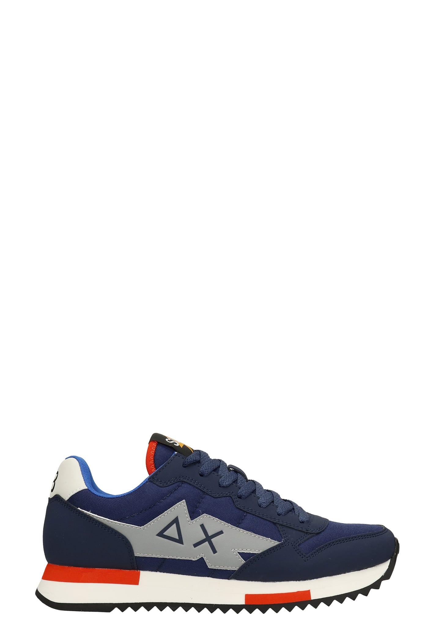 Sun 68 Niki Solid Sneakers In Blue Leather And Fabric