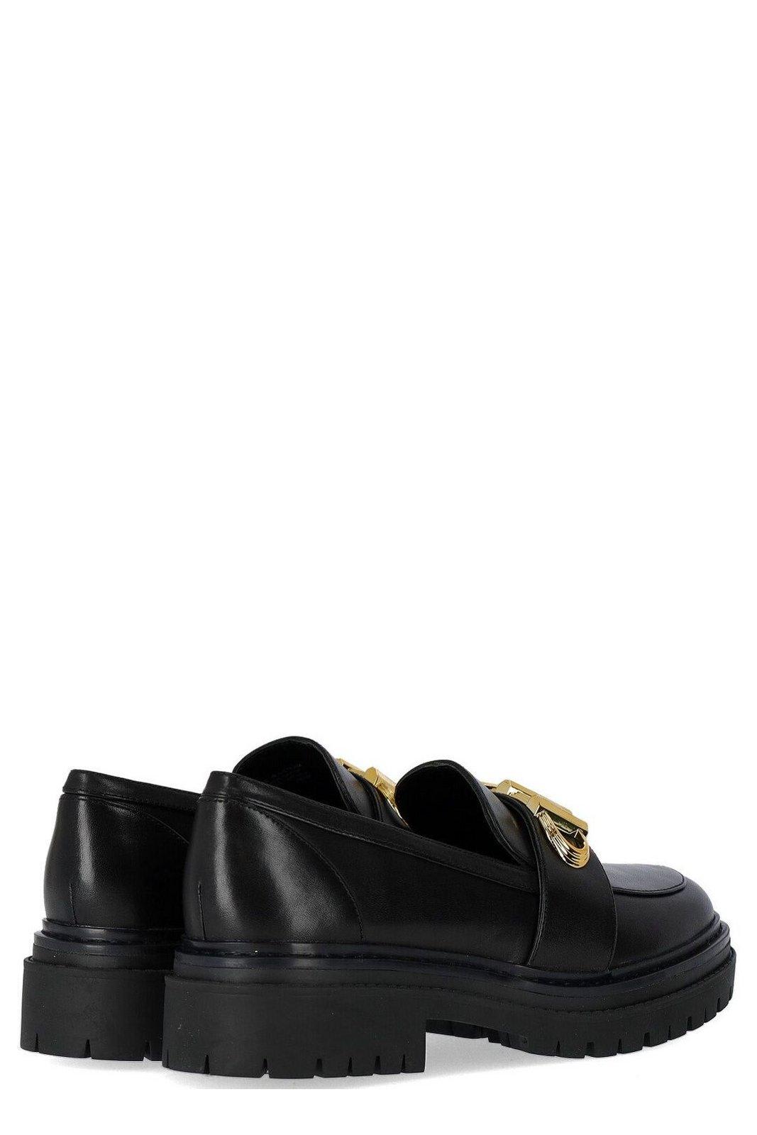 Shop Michael Michael Kors Logo Plaque Slip-on Loafers In Black