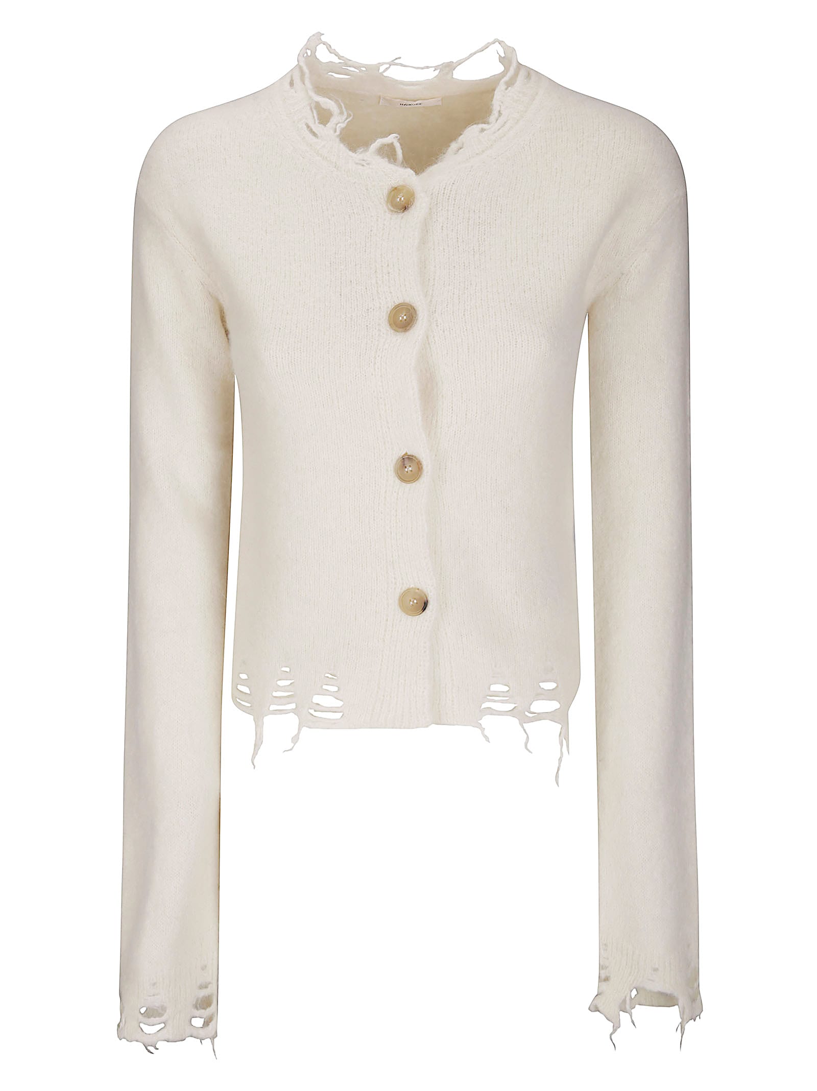 Haikure Cropped Long-sleeve Sweater In Neutral